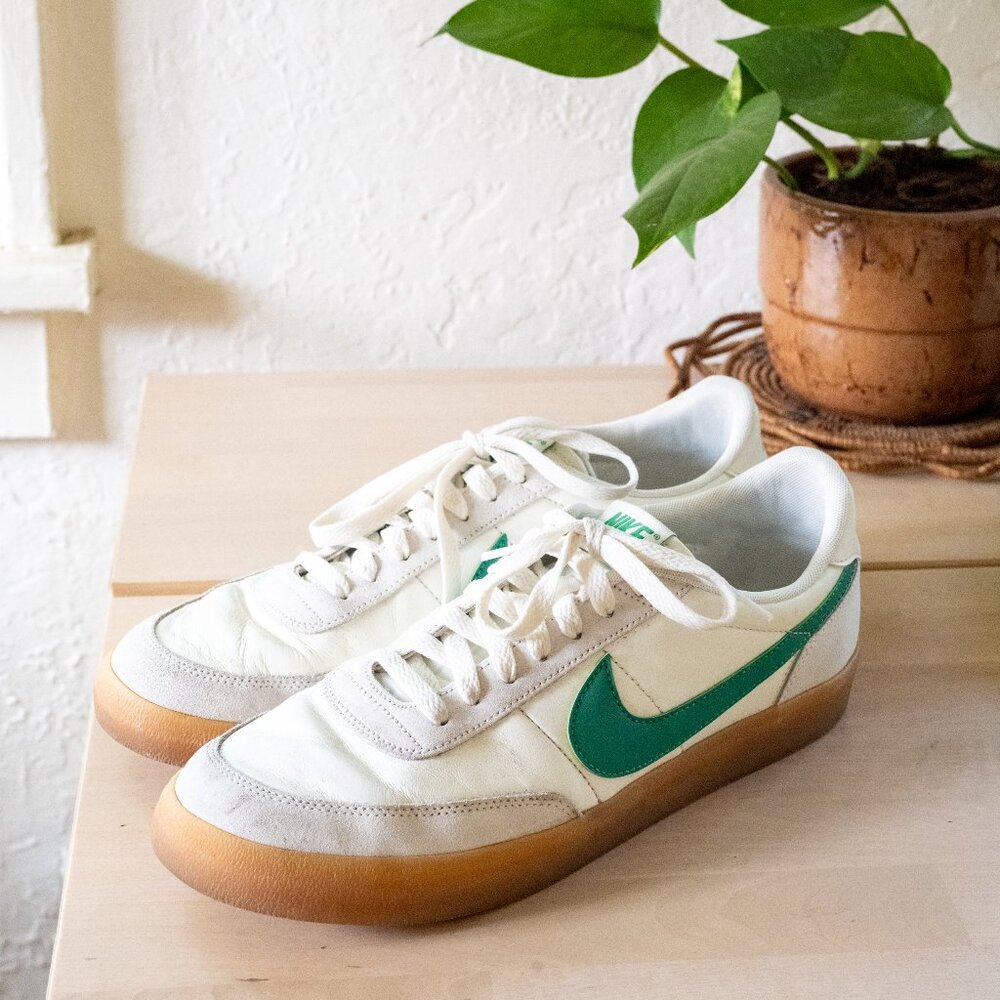 Nike Killshot 2 Leather Men's White and Green Sneakers with Gum Sole Size 11